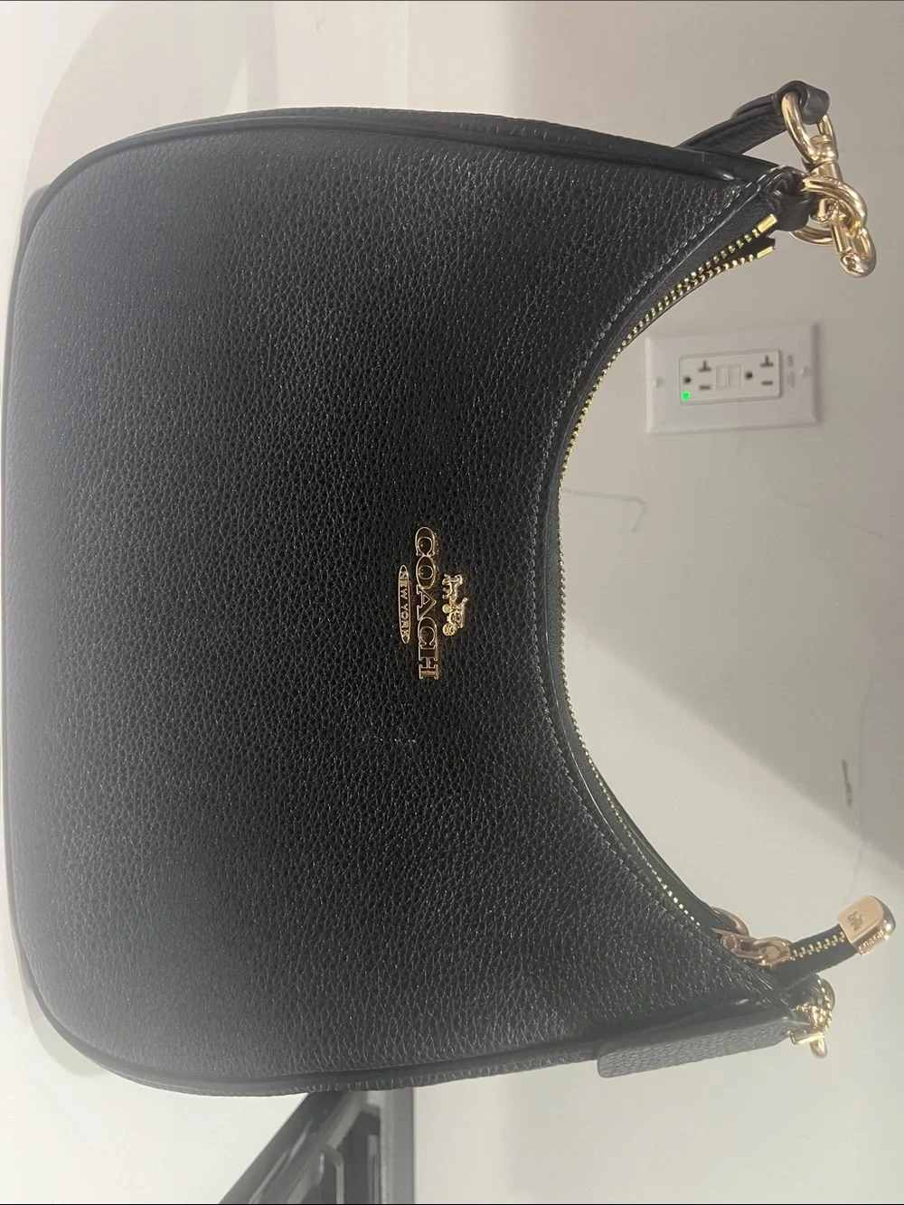 Coach Black Pebbled Leather Hobo with Gold Hardware
